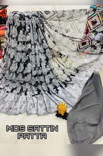 Beautiful Printed Satin Patta Sarees