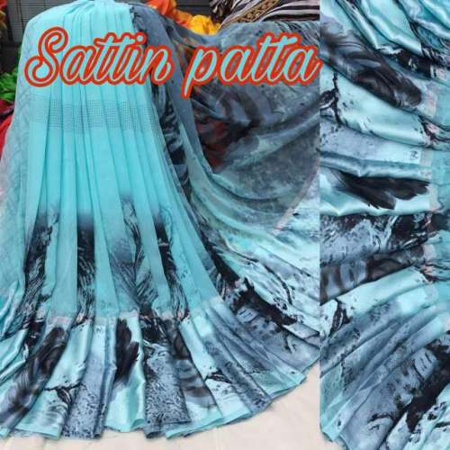 Women Satin Patta Sarees