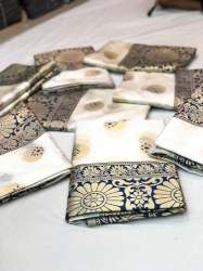 Designer Off White Katan Silk saree