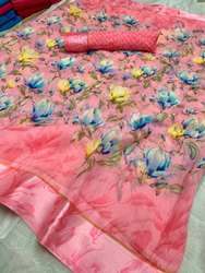 Fancy and Designer Printed Linen Saree