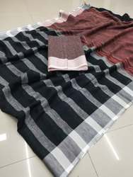 Fancy Black Linen Saree