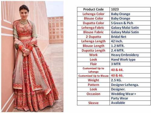 Bridal Baby Orange Malai Satin Lehenga Choli
