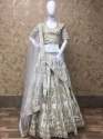 Bridal Off White Galaxi Malai Satin Lehenga Choli thumb 1