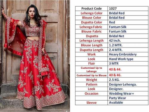 Bridal Red Fantum Silk Lehenga Choli