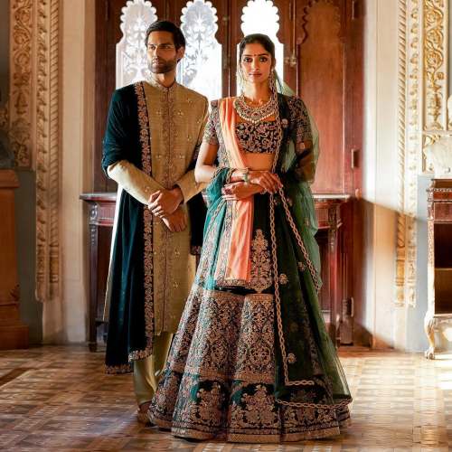 bridal bottle green gown