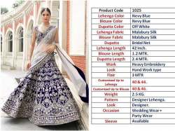 Nevy Blue Malabury Silk Party Wear Lehenga