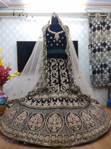 Designer Wedding Wear Velvet Lehenga Choli by Raj Dharma Silk