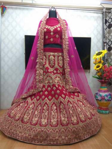 Dulhan Bridal Velvet Lehenga Choli by Raj Dharma Silk