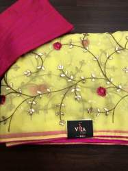 Designer Embroidered Organza Sarees