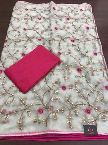 Designer Embroidered Organza Sarees -1 by Vika Boutique