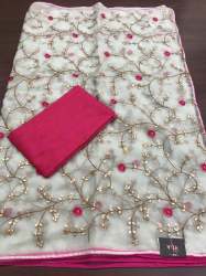 Designer Embroidered Organza Sarees -1