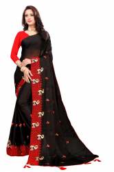 Flower Embroidery Work Chiffon Saree