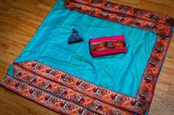 Heavy Peacock Embroidery Work Jacquard Saree