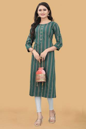 Green Cotton Silk Kurtis For Women'S by Ved Tex