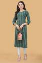 Green Cotton Silk Kurtis For Women'S