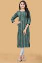 Green Cotton Silk Kurtis For Women'S thumb 1