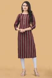 Maroon Cotton Silk Jacquard Design Kurtis