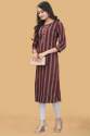 Maroon Cotton Silk Jacquard Design Kurtis thumb 2