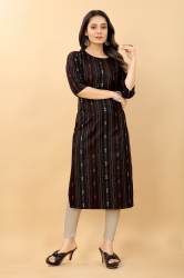 Ved Tex Jacquard Cotton Black Kurtis