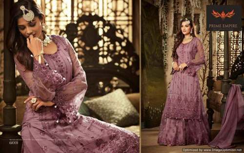 Elegant Purple Flared Designer Sharara Suits by Prime Empire