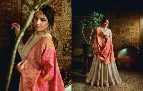 Japan Silk Embroidery Work Designer Gown