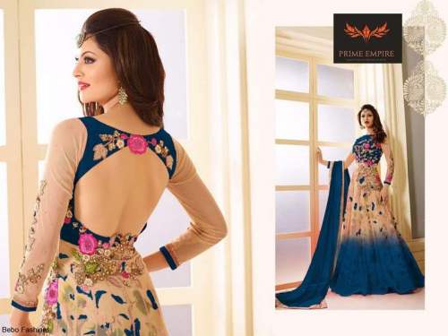 Party Wear Designer Work With Digital Print Gown by Prime Empire