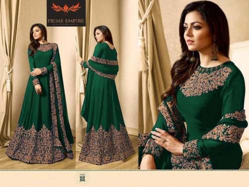 Semi Stitched Flared Designer Gown