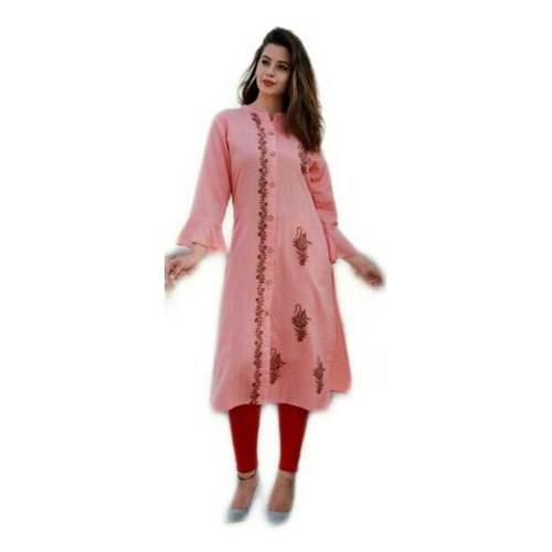 Ladies Jaipuri Embroidery Cotton Kurti by Shree Shyam Lifestylezz