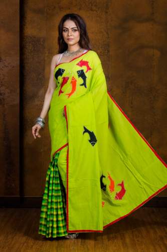 APPLIQUE PURE COTTON SAREE 