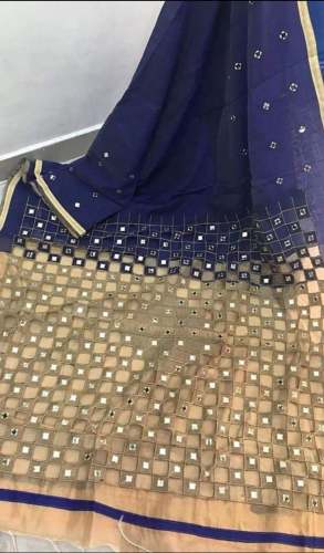 Designer Cotton Silk Cut Work Saree