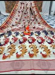 Fancy Motiv Work Printed Cotton Silk Saree