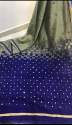 Green and Blue Cotton Silk Cut work saree