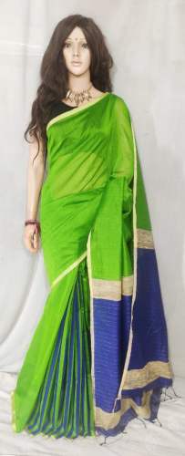Green and Blue Silk cotton Saree