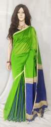 Green and Blue Silk cotton Saree