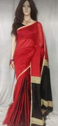 Party wear Red and Black Handloom saree