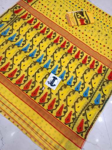 Pretty Handloom soft Dhakai Jamdani allover cotton thread butta Saree