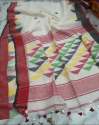 Pure Linen Handweaving Temple Border Saree thumb 16