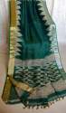 Pure Linen Handweaving Temple Border Saree thumb 2