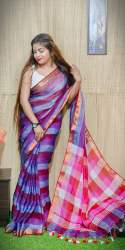 Pure Linen Zari Border Soft Saree