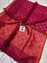 Pure Organic Linen Benarasi with Copper Zari Weaving Design Saree thumb 3
