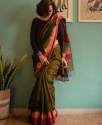 Pure Silk cotton Maheswari Handloom Saree  thumb 3