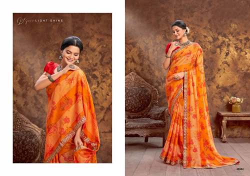 China Chiffon Fancy Padding Flower Saree
