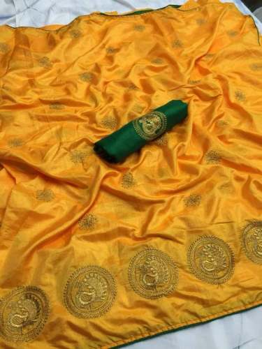 Designer Embroidered Sana Silk Saree