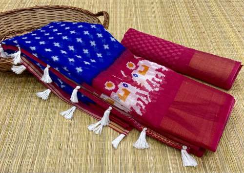 Designer Ikat Print Pattu Saree