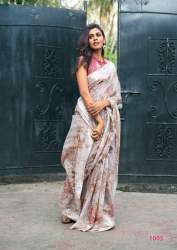 Fancy Printed Soft Linen Silk Saree