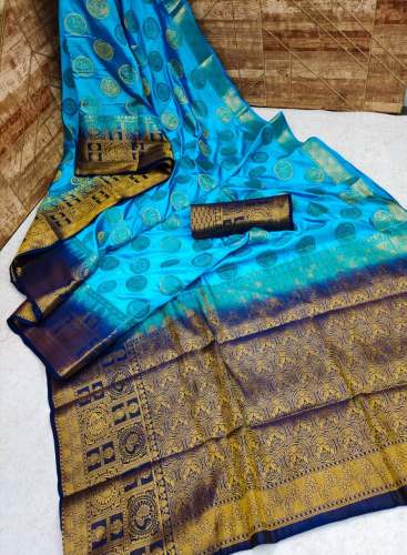 Gold Zari Jacquard Print Silk Saree