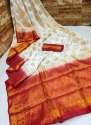 Gold Zari Jacquard Print Silk Saree thumb 2