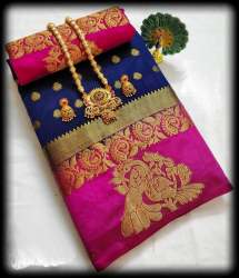 Ladies Wedding Mango Design Tussar Silk Sarees