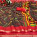 Multi Color Linen Printed Saree