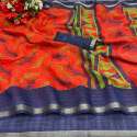 Multi Color Linen Printed Saree thumb 3
